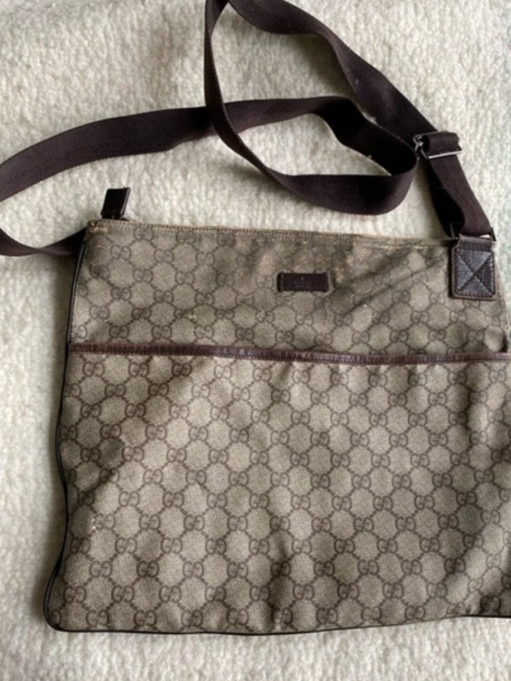 Gucci Brown Monogram Crossbody Messenger Bag